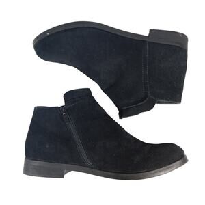 STEVE MADDEN! BLACK GENUINE SUEDE LEATHER LOW HEELED ZIPPER ANKLE BOOTS! SZ 8.5M